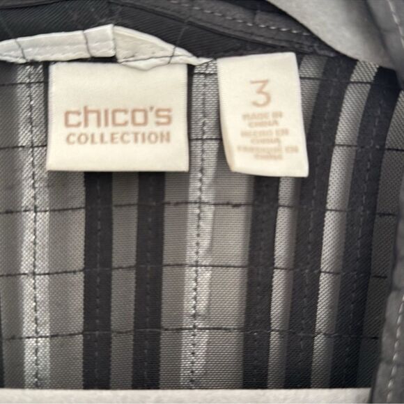 Chicos Tuxedo Style Sheer Dress Jacket Black White 3 16 XL - Picture 4 of 8